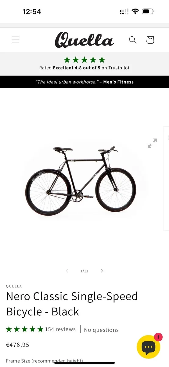 QUELLA Nero Classic Single-Speed Bicycle - Black - Image 1