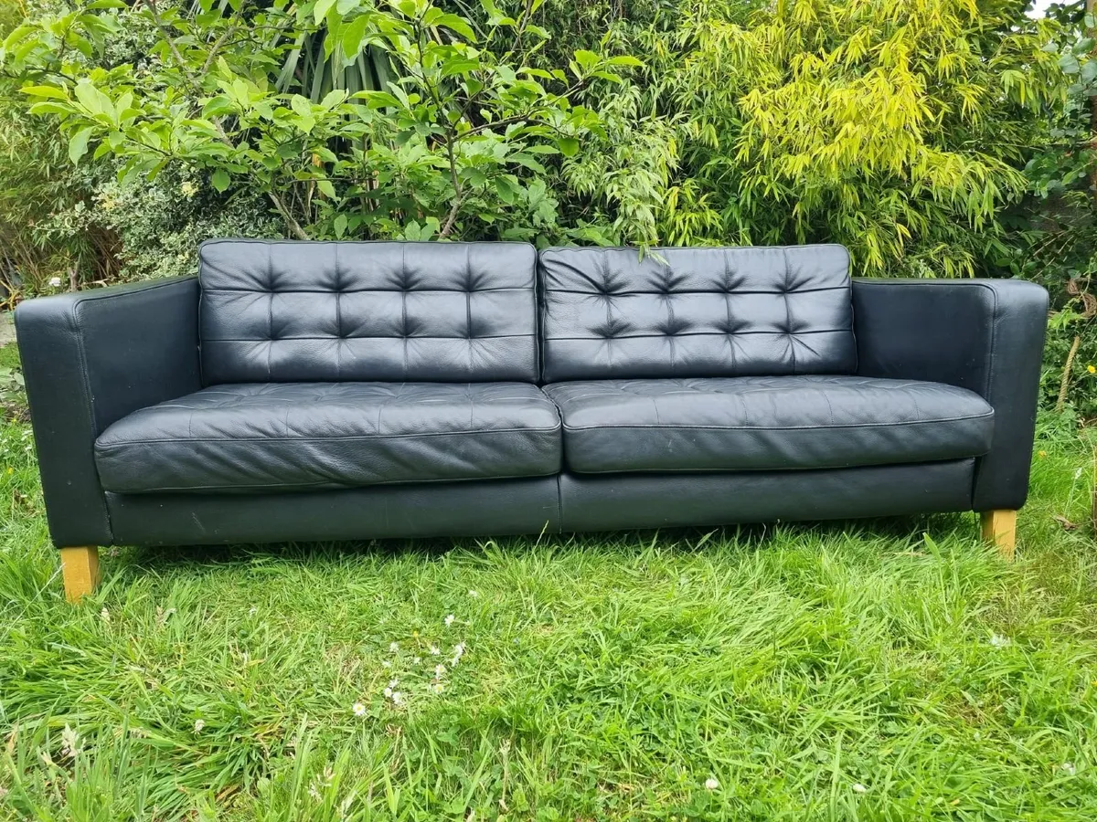 Black Leather Sofa - Image 4