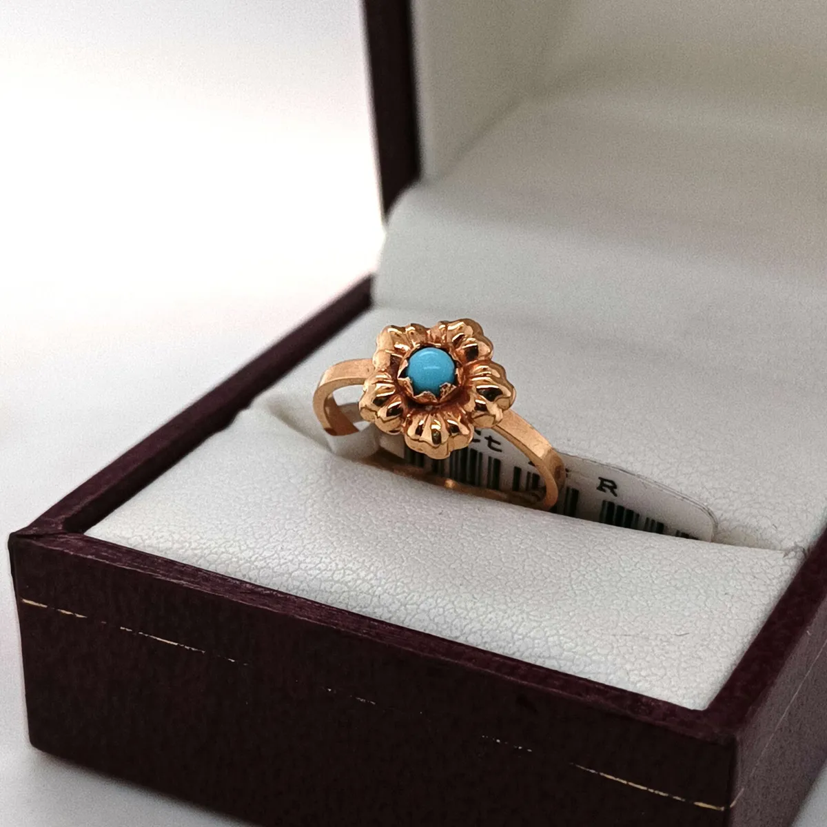 18k Yellow Gold & Turquoise Flower Ring - Image 2