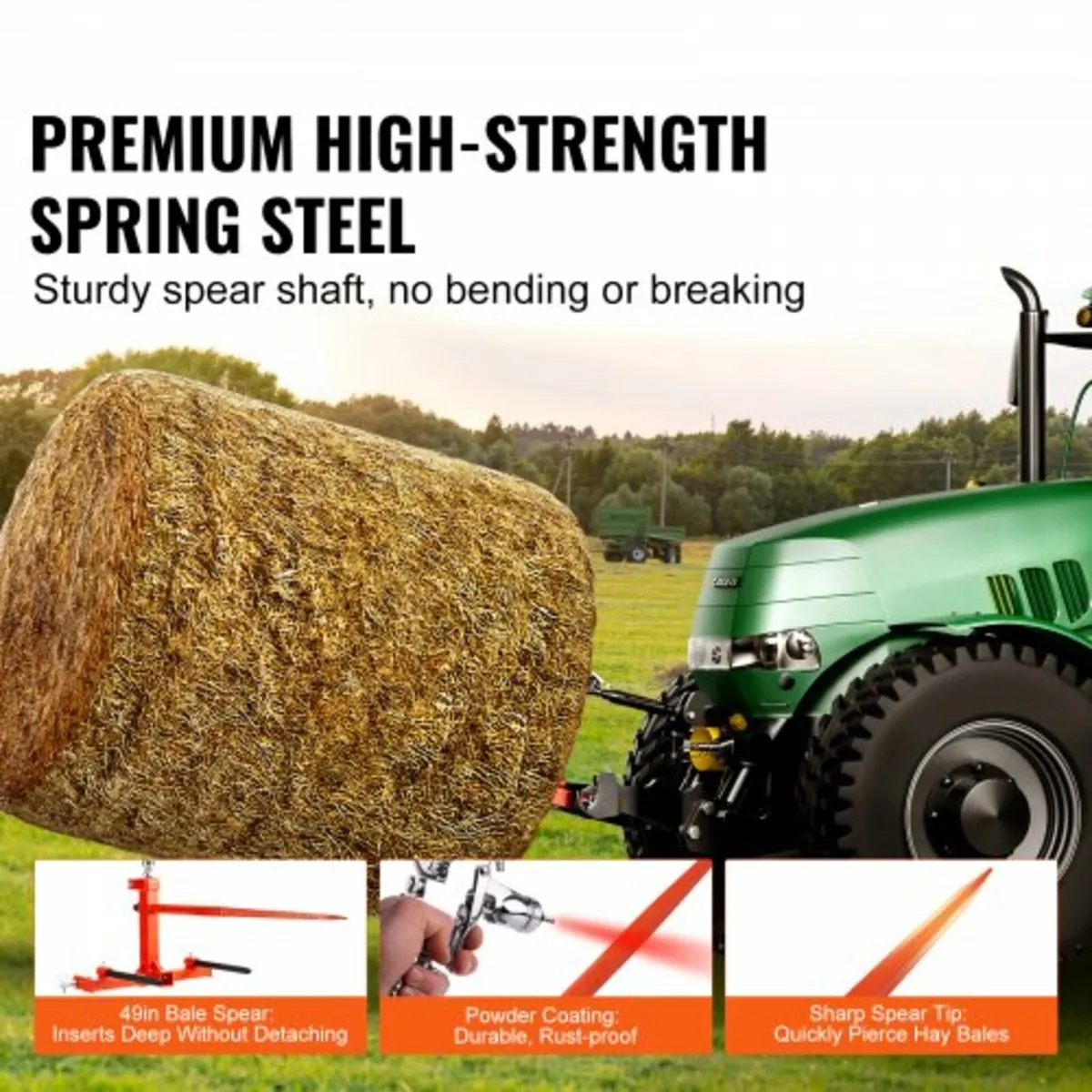 49" Hay Spear, Bale Spears 1600lbs Loading Capacit - Image 4