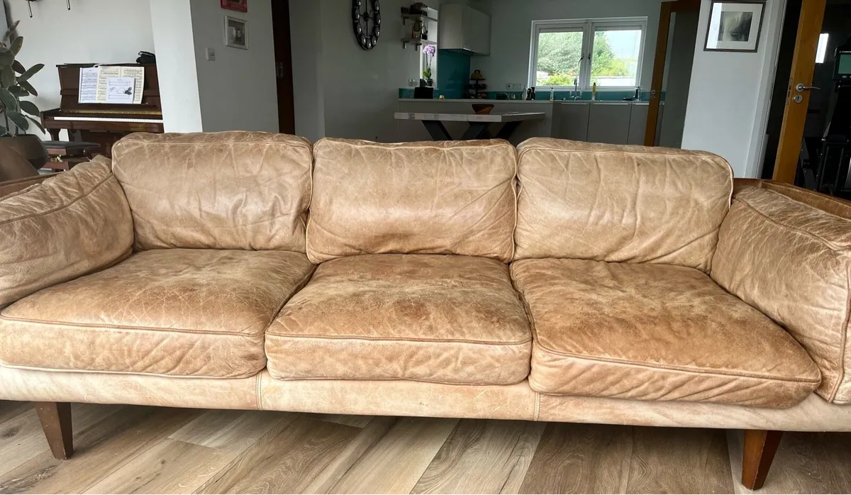 Brown Aniline Leather Couch - Image 1