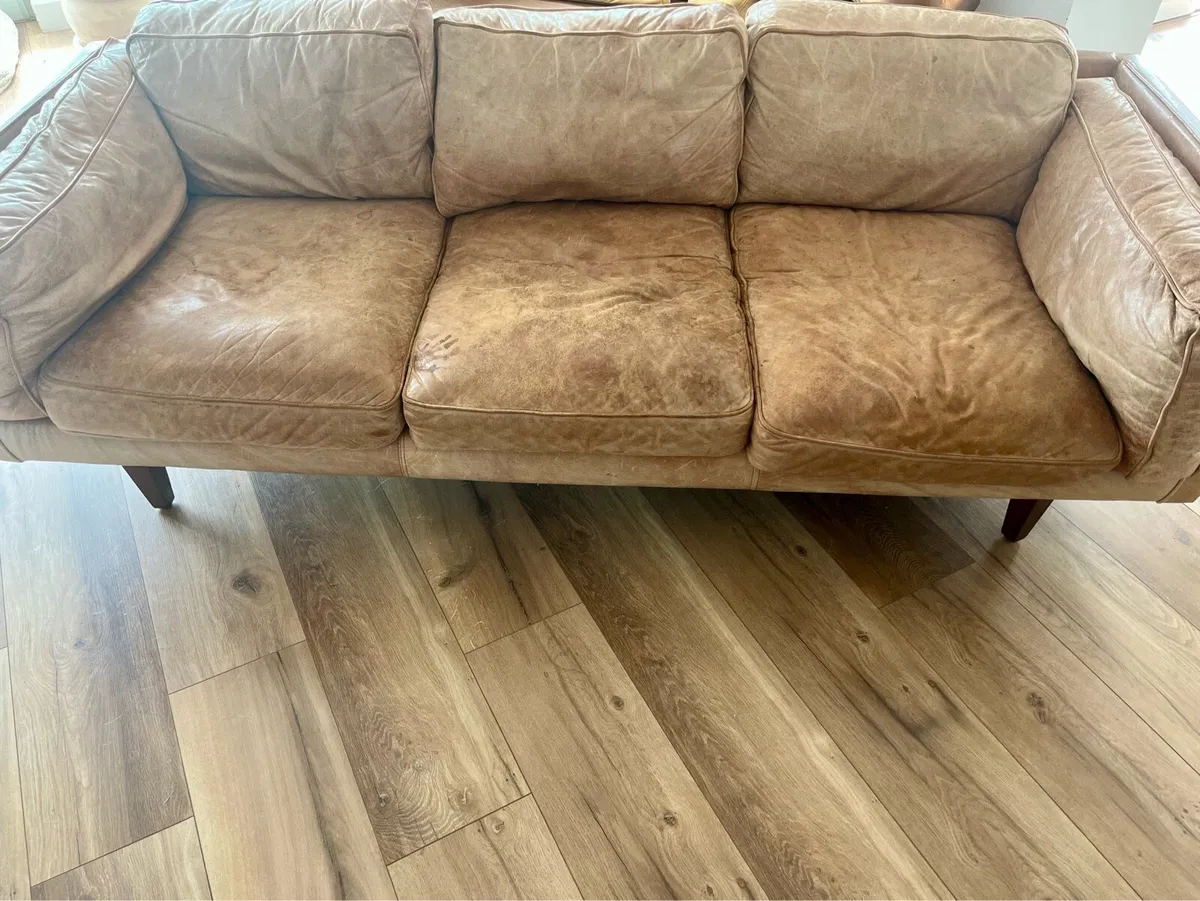 Brown Aniline Leather Couch - Image 3