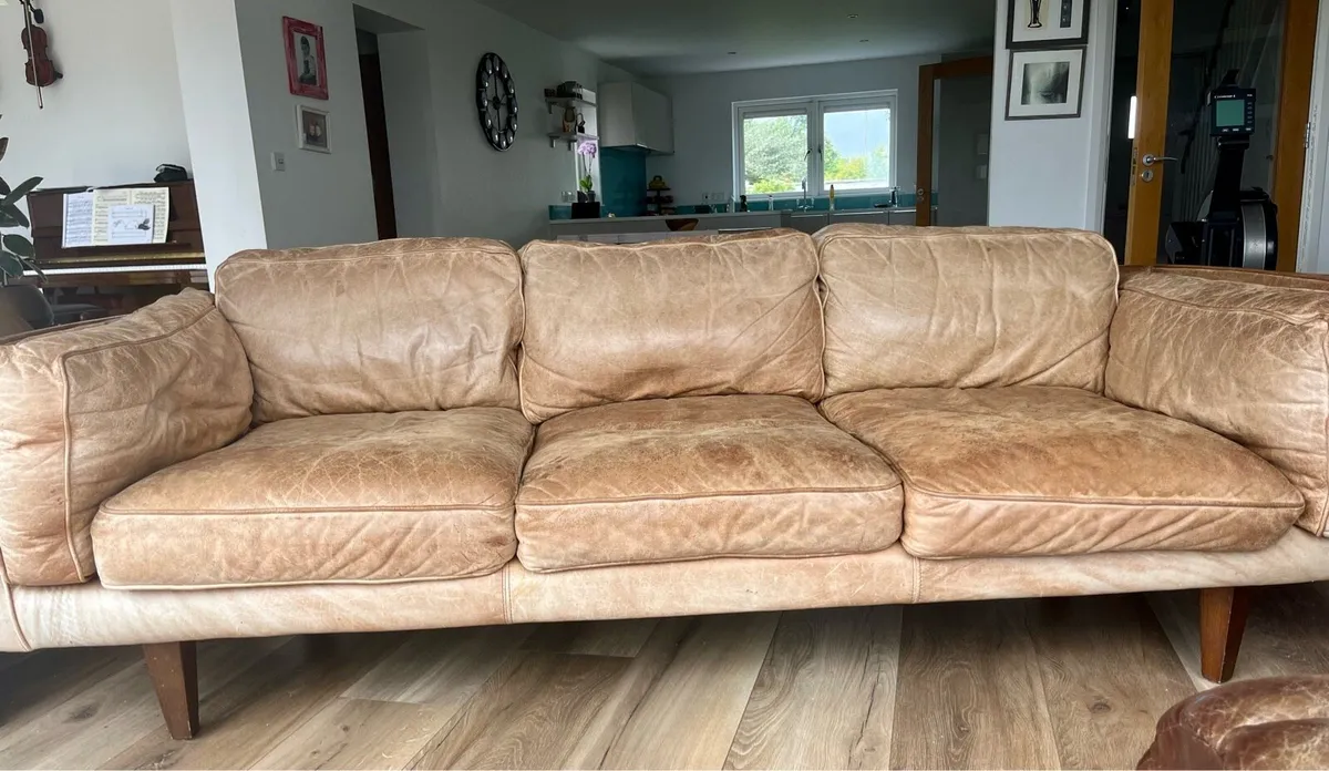 Brown Aniline Leather Couch - Image 4