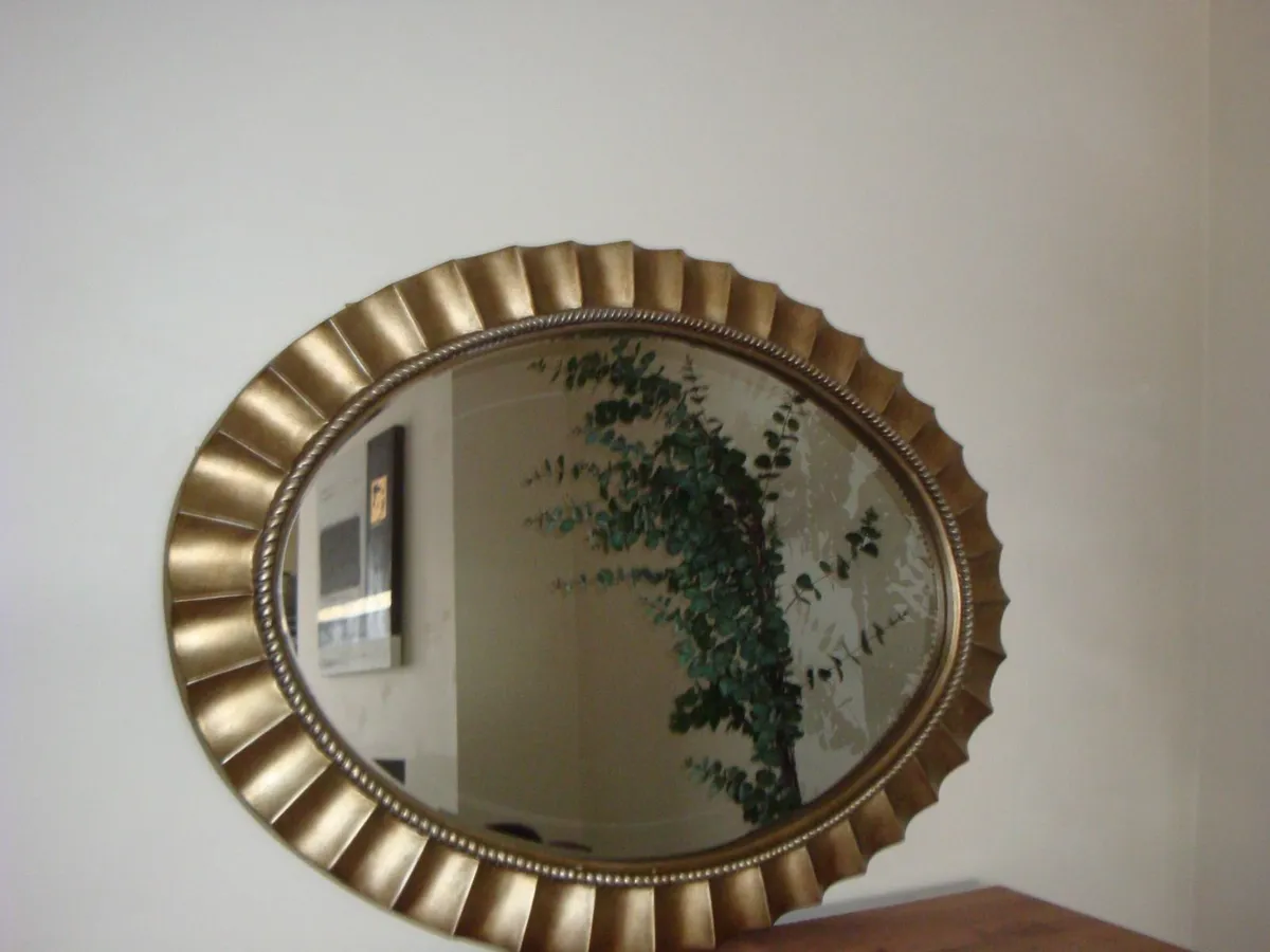 Gold oval large mirror 79 x 108cm - Image 1
