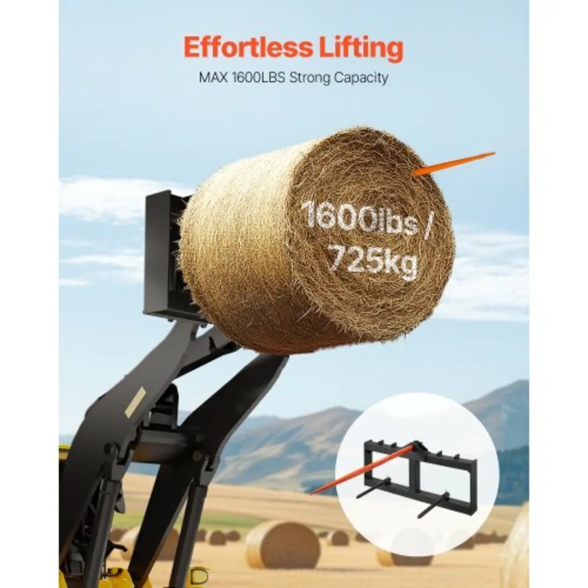 49" Hay Spear, Bale Spears 1600lbs Loading Capacit - Image 2