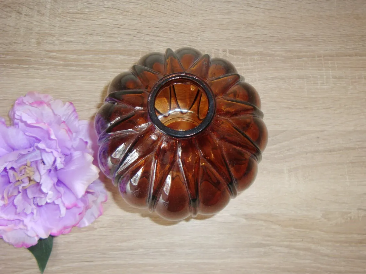 Brown amber glass vase H16cm - NEW - Image 2