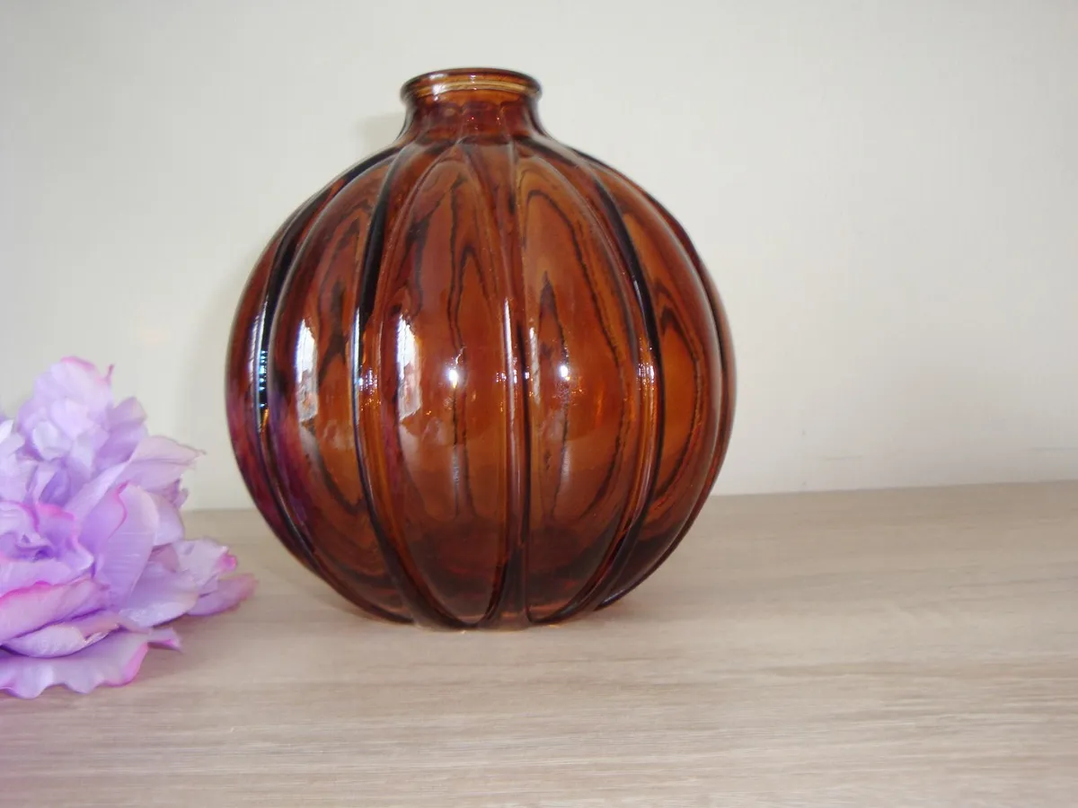 Brown amber glass vase H16cm - NEW - Image 3