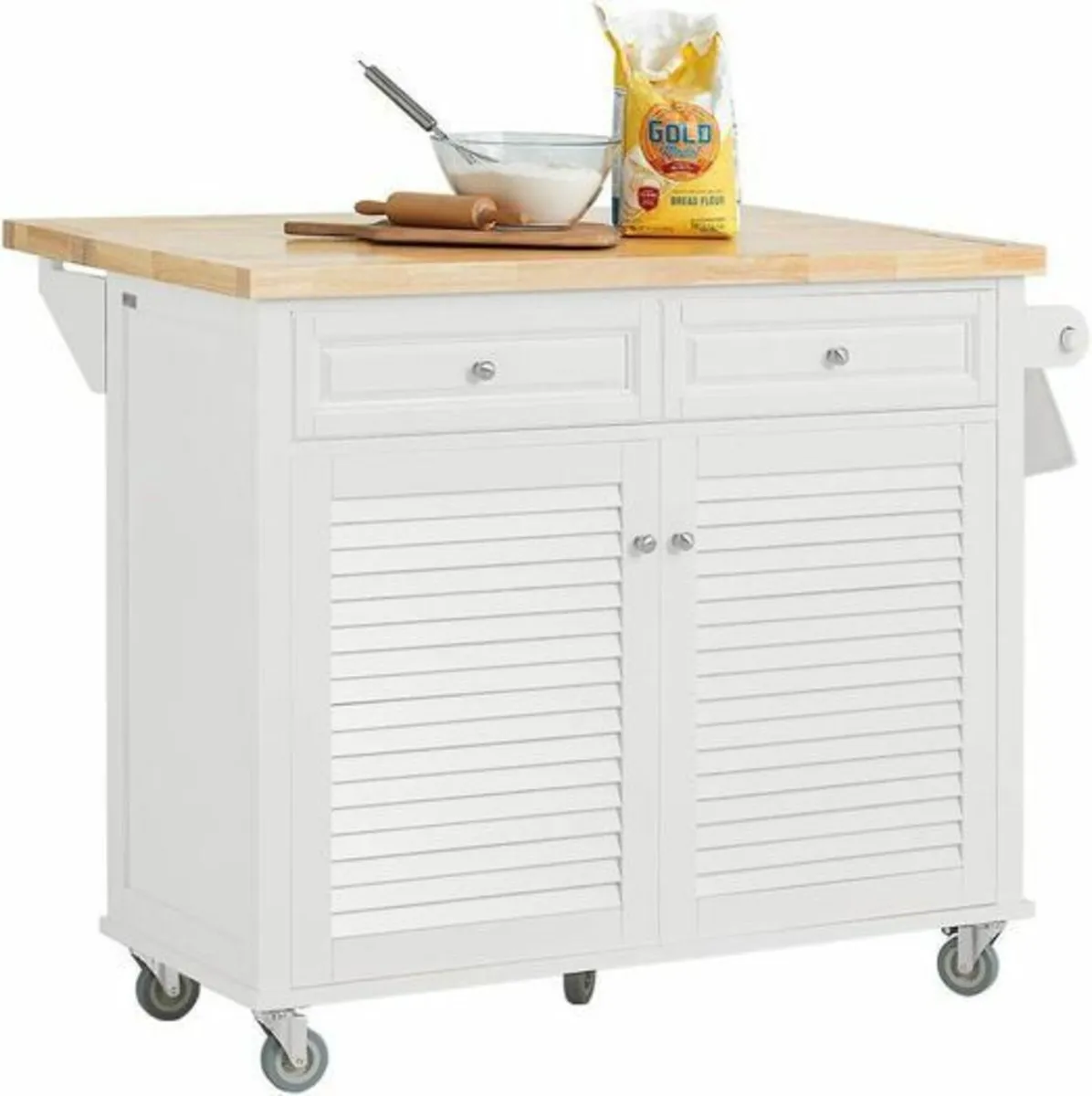 Kitchen island louvered doors extendable table - Image 1