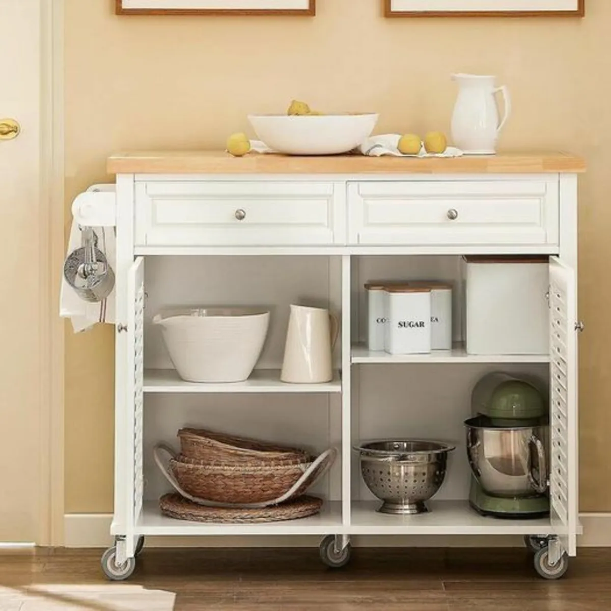 Kitchen island louvered doors extendable table - Image 3