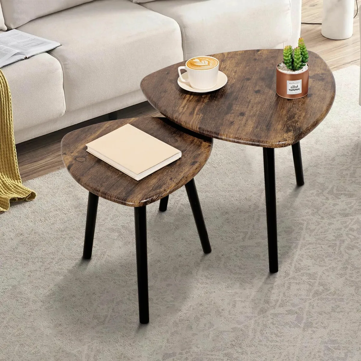 Set of 2 Nesting Coffee Table Triangular - Image 1