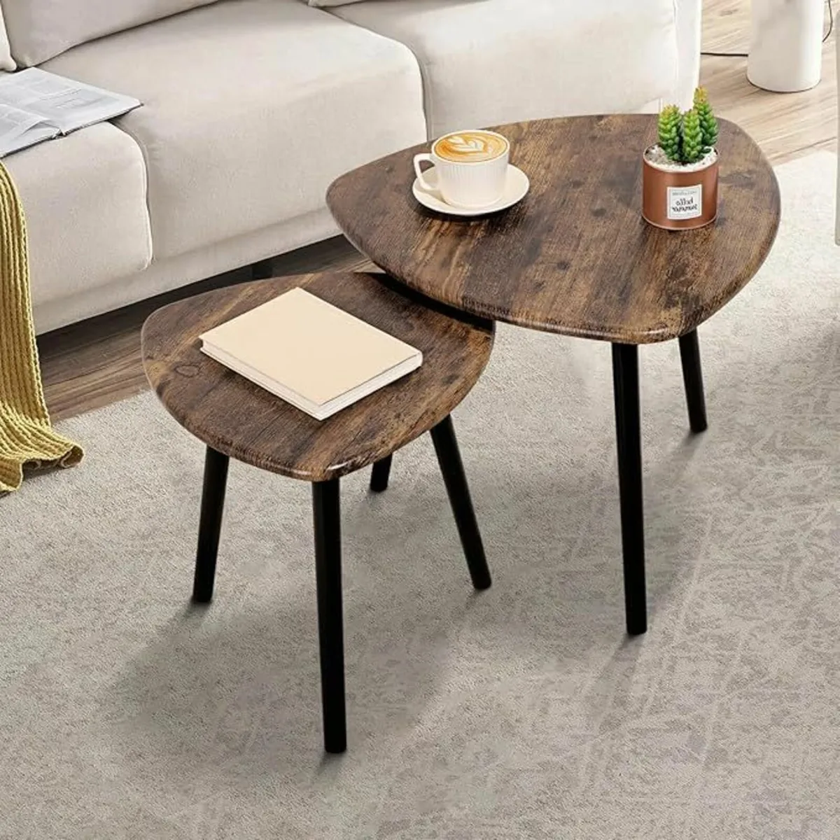 Set of 2 Nesting Coffee Table Triangular - Image 4
