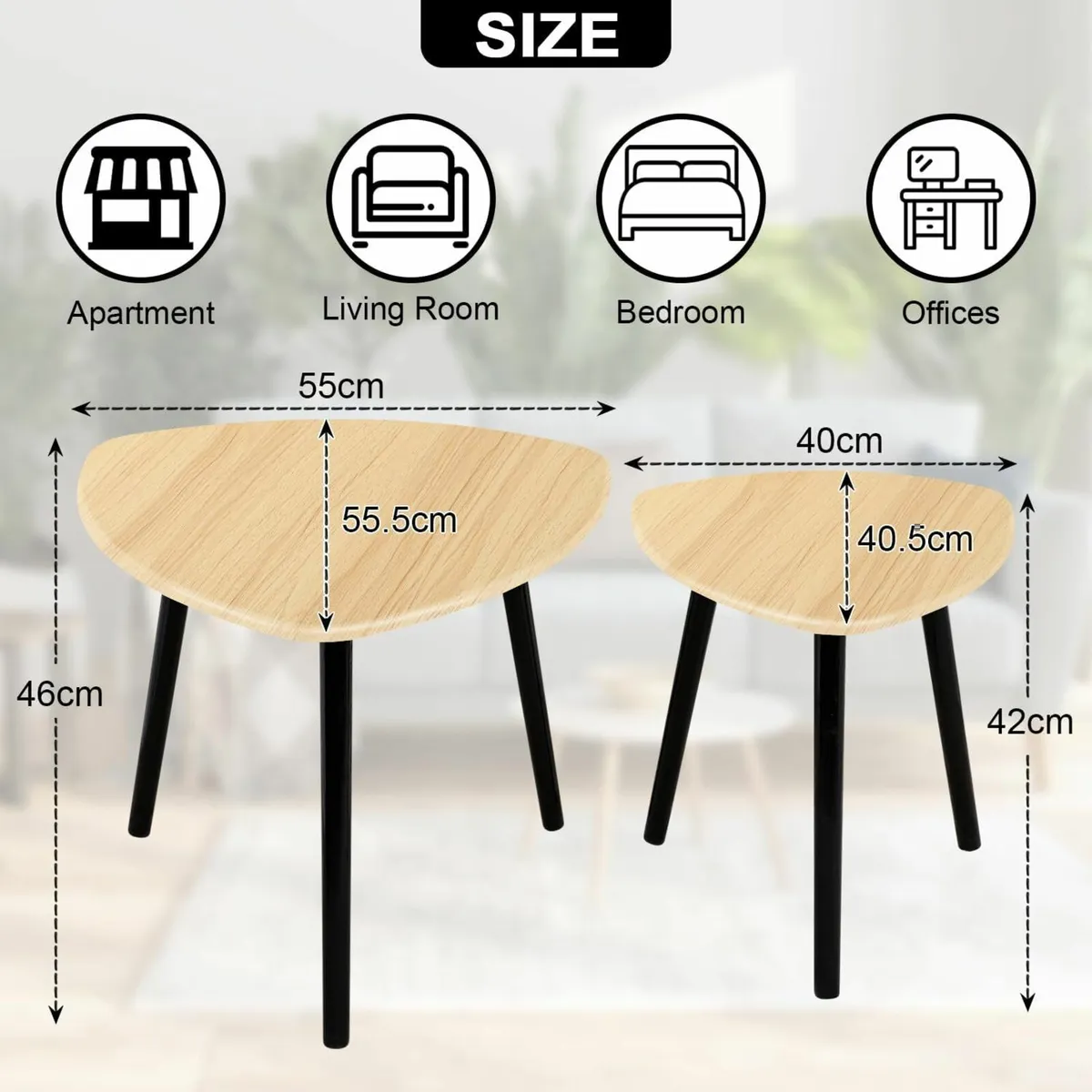 Set of 2 Small End Coffee Tables Modern - Image 4