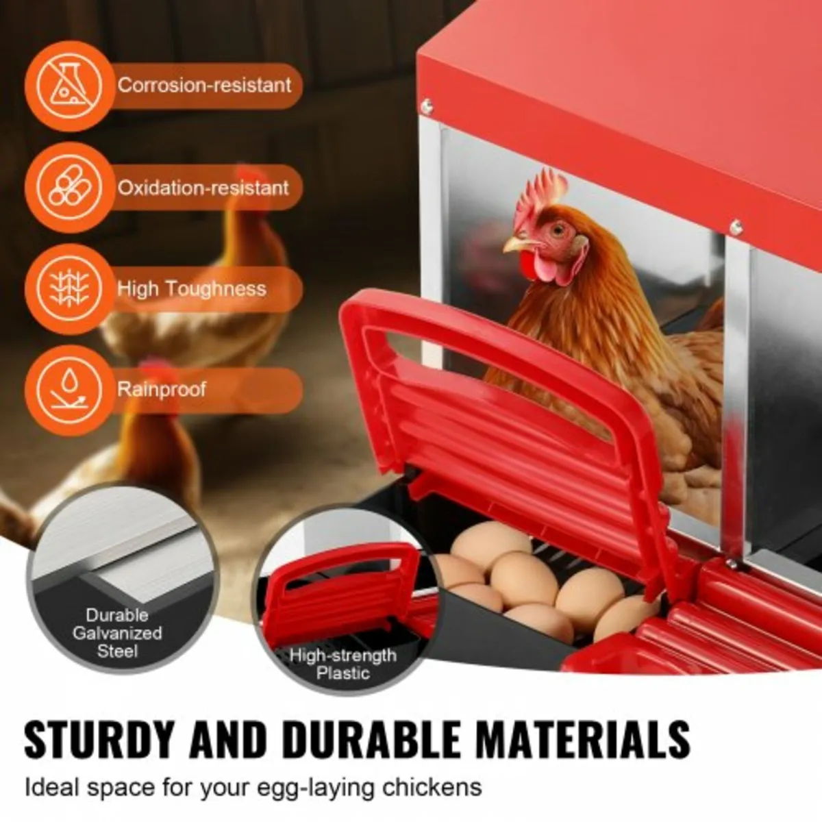 10-Compartment Chicken Nest Box Mental Box with In - Image 2