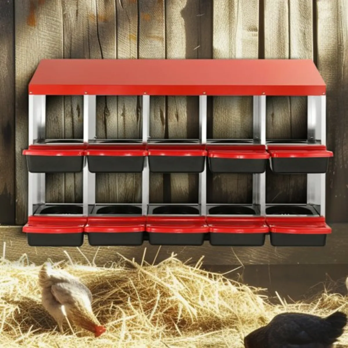 10-Compartment Chicken Nest Box Mental Box with In - Image 3