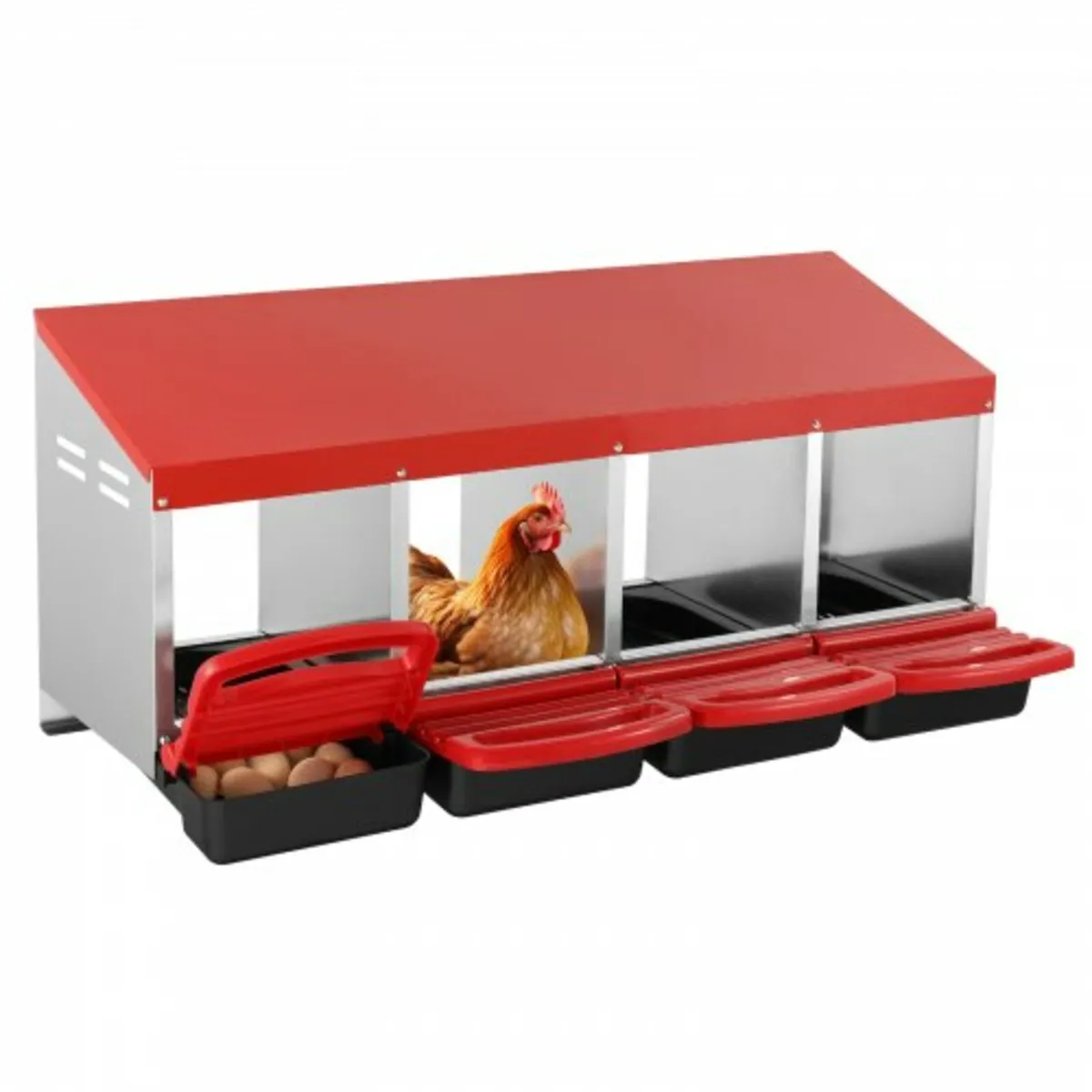 4-Compartment Chicken Nest Box Metal Box with Incl - Image 1