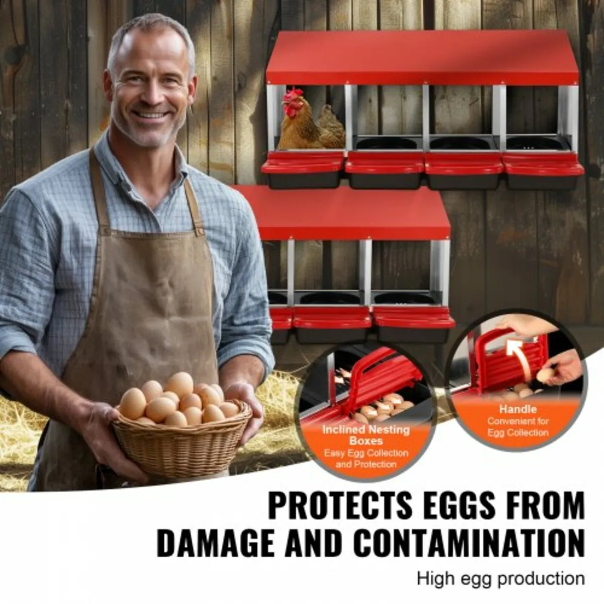 4-Compartment Chicken Nest Box Metal Box with Incl - Image 3