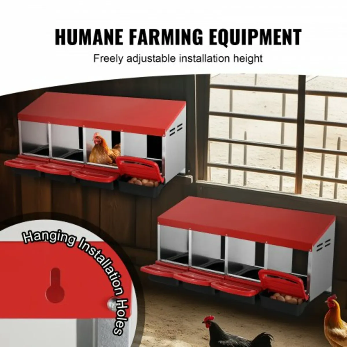 4-Compartment Chicken Nest Box Metal Box with Incl - Image 4