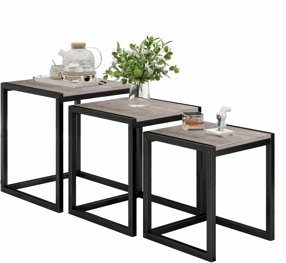 Coffee Table, Set of 3 End Metal Frame Living Room - Image 3