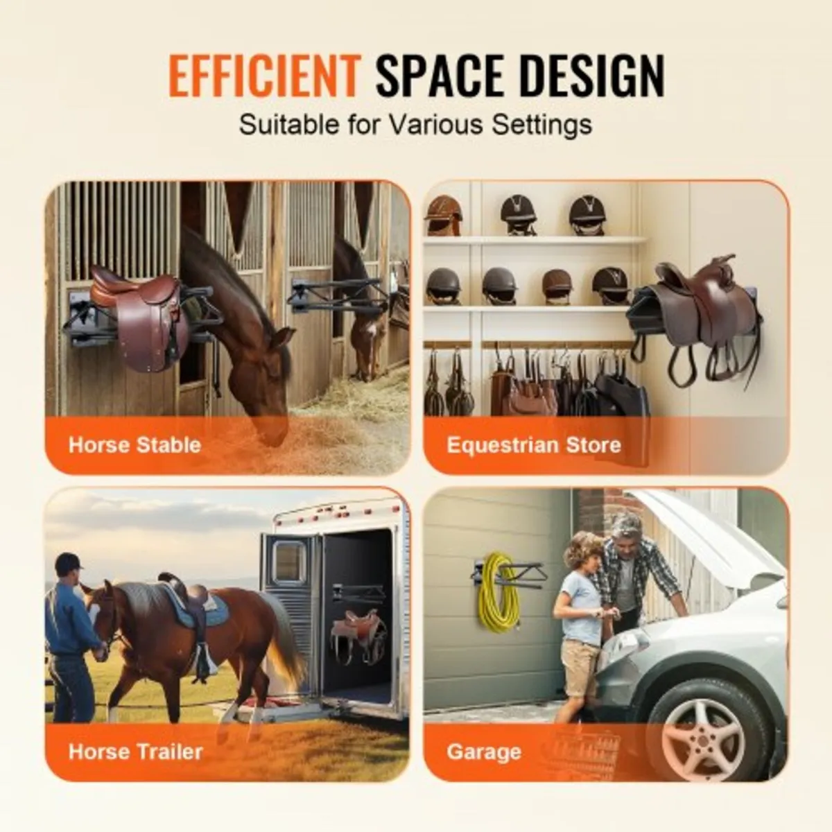 Saddle Rack with Pad Bar 2 Packs Wall Mounted Hors - Image 3
