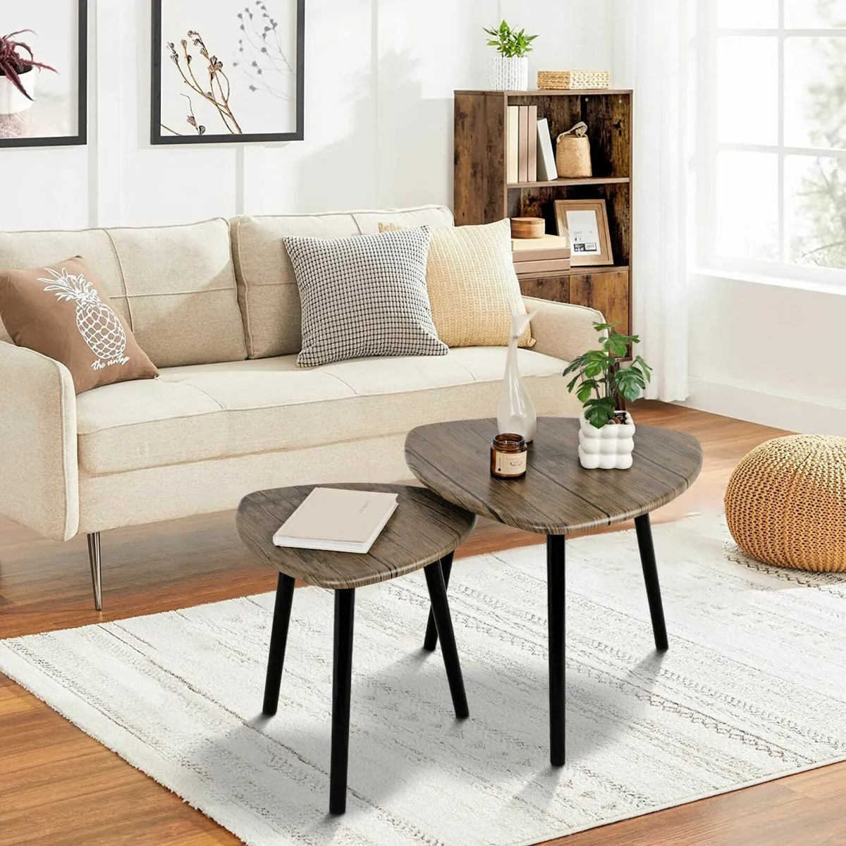 Coffee Table Set of 2 Modern Minimalist Wooden - Image 1