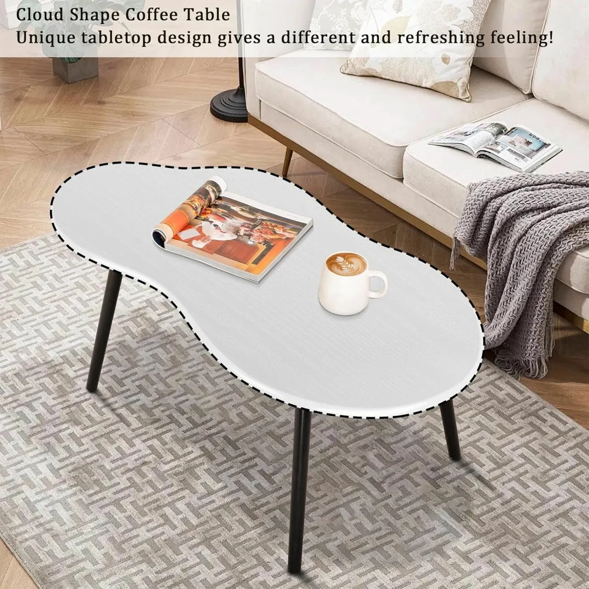 Modern Coffee Table Cloud White Living Room - Image 4
