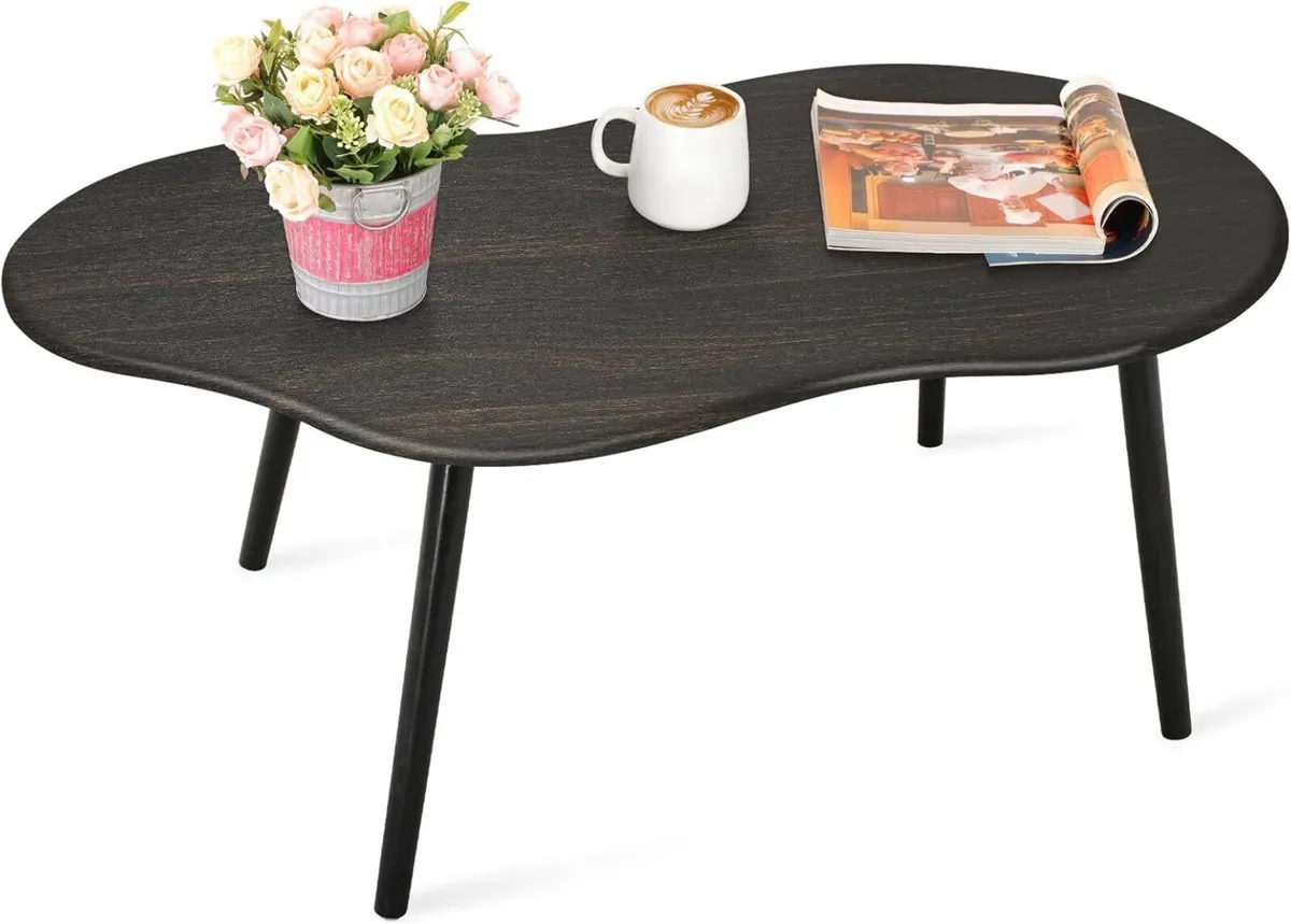 Modern Coffee Table Black Gold Cloud Shaped 100cm - Image 1