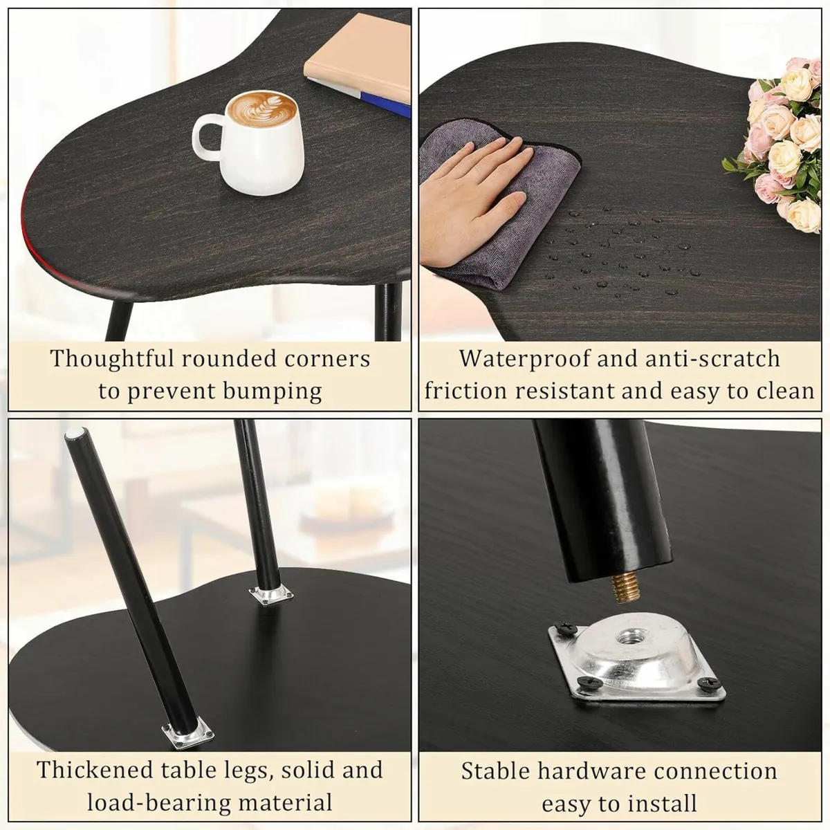 Modern Coffee Table Black Gold Cloud Shaped 100cm - Image 3