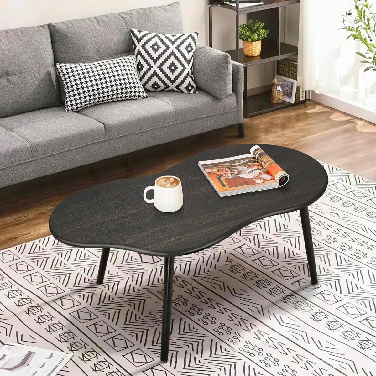 Modern Coffee Table Black Gold Cloud Shaped 100cm - Image 4
