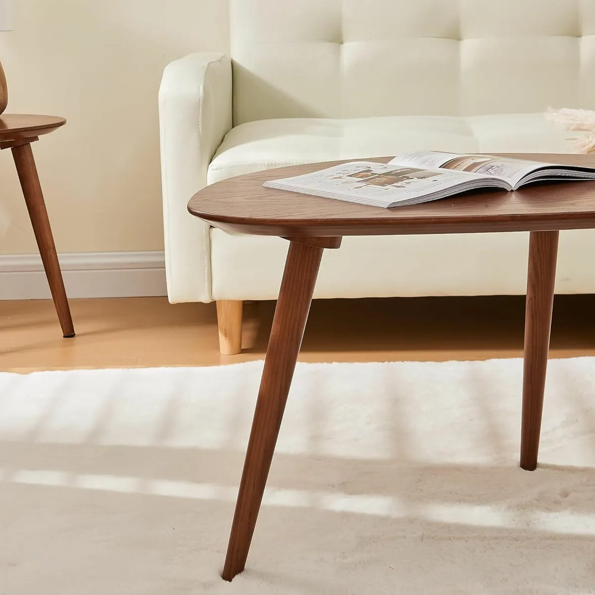 Low Oval Coffee Table Mid Century Modern Style - Image 2