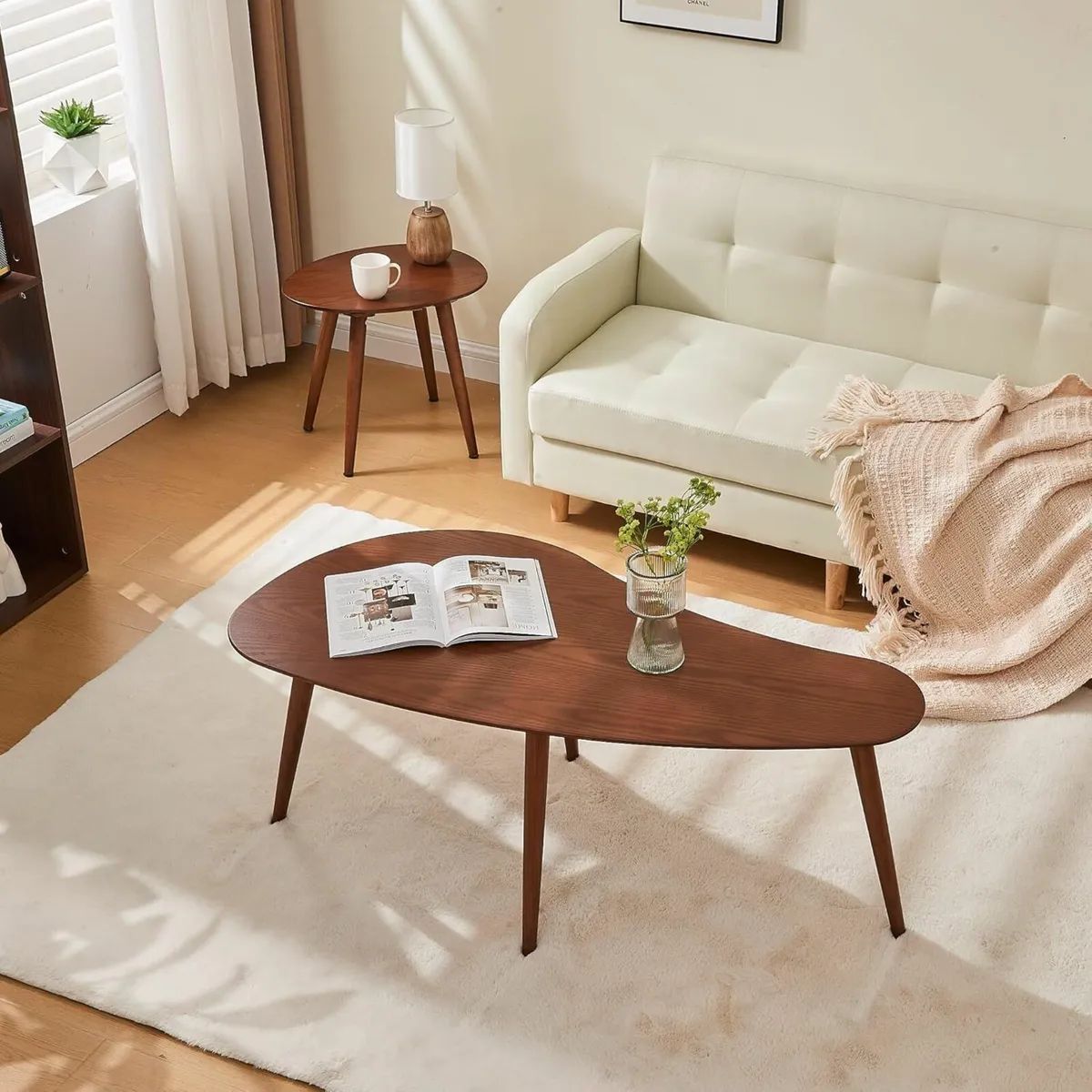 Low Oval Coffee Table Mid Century Modern Style - Image 1