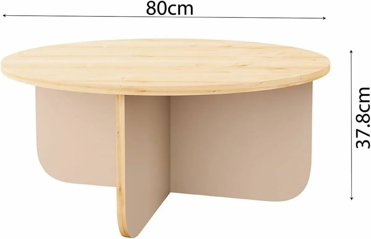 Round Coffee Table - 80cm Stylish Living Room Grey - Image 3