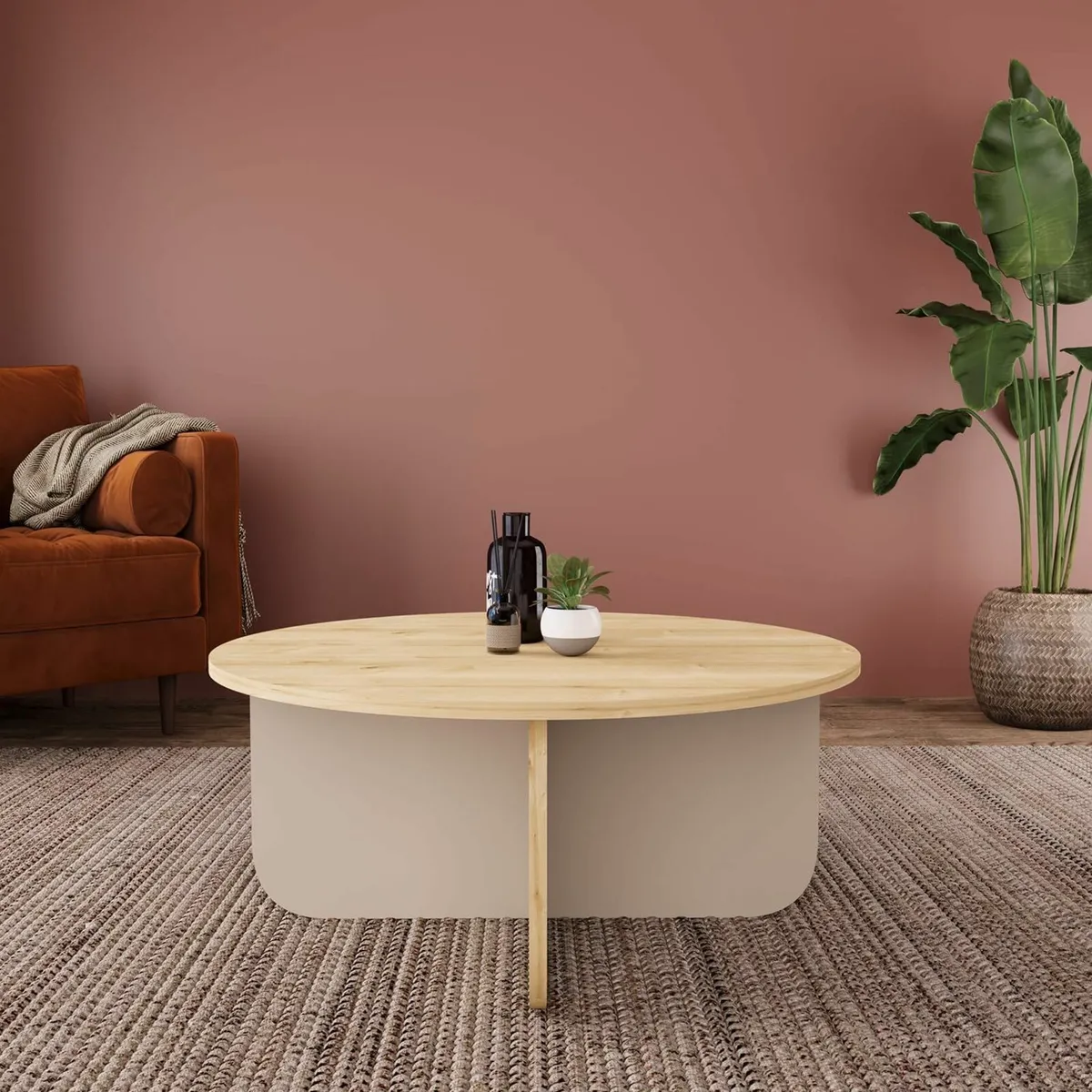 Round Coffee Table - 80cm Stylish Living Room Grey - Image 1