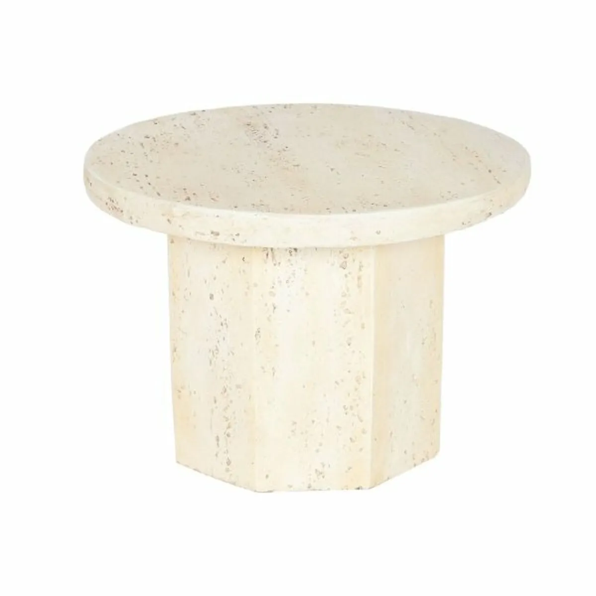 Small Beige Side Table Modern Marble-Effect Magnes - Image 3
