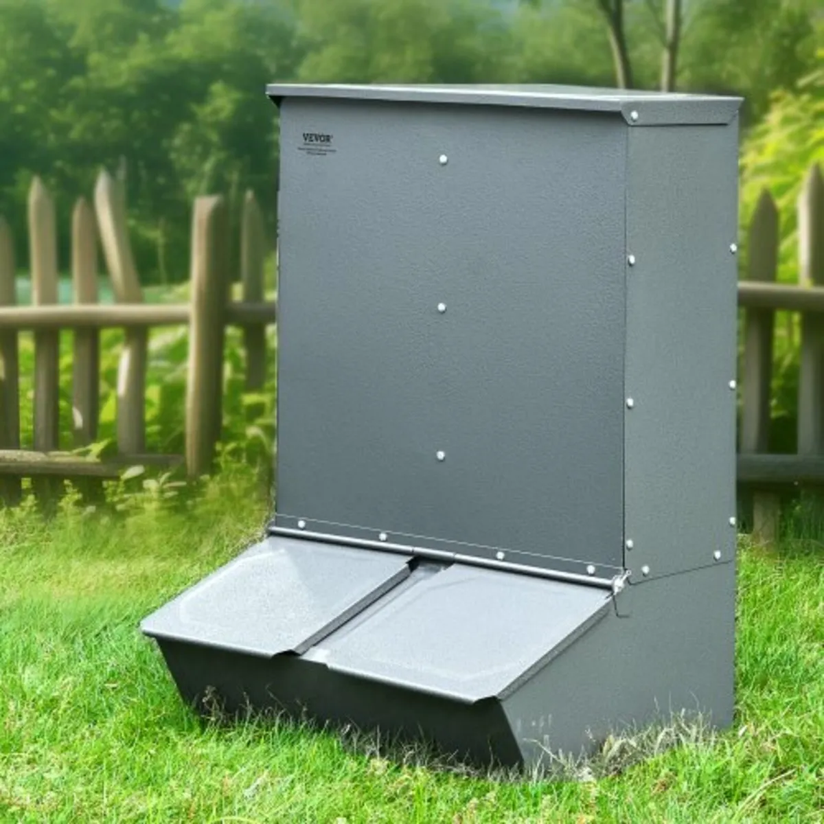 Hog Feeder 3.7 Bushel Metal Double Door Pig Feeder - Image 4