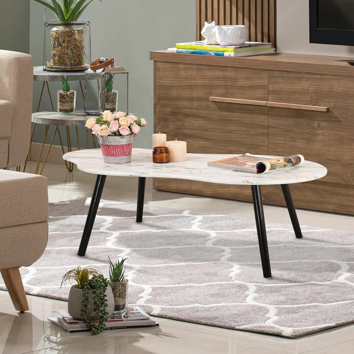 Coffee Tables Cloud Shape Mid-Century Sofa Table - Image 3