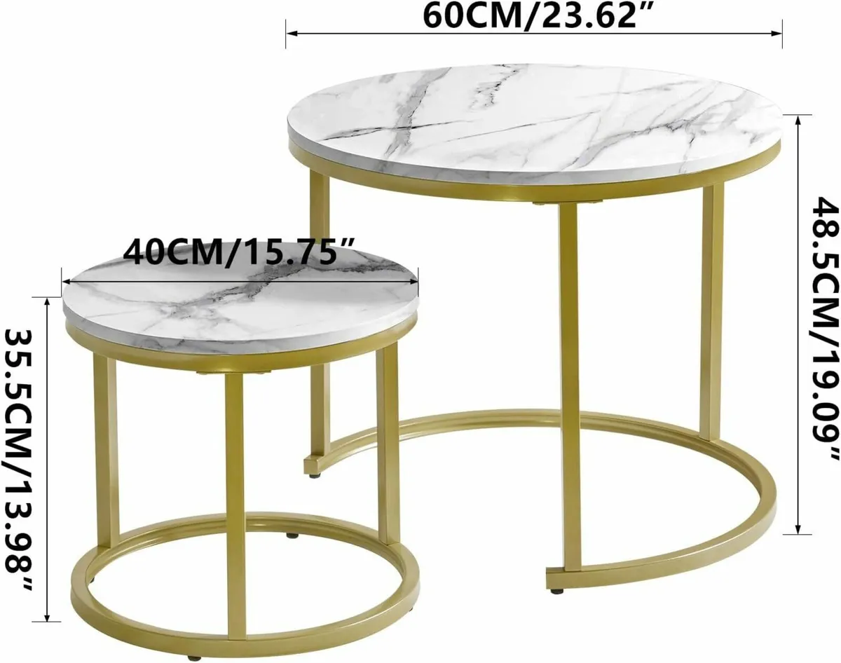 Round Removable Set of 2 Coffee Tables white - Image 3