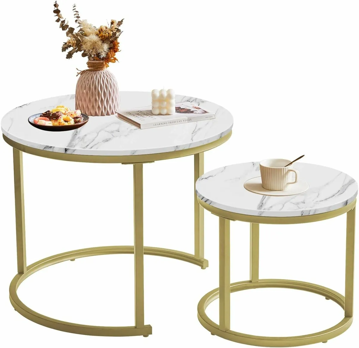 Round Removable Set of 2 Coffee Tables white - Image 4