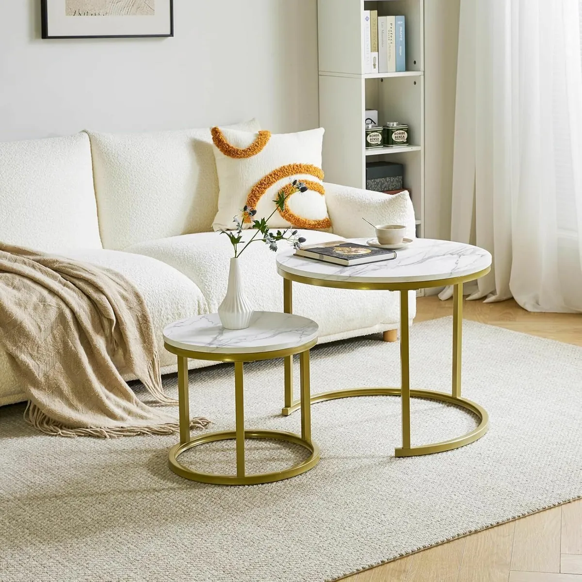 Round Removable Set of 2 Coffee Tables white - Image 2