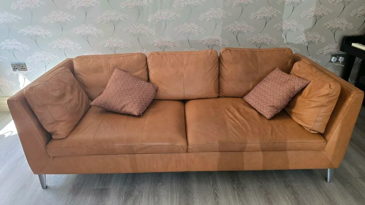 Three Seat Leather Sofa - Image 1