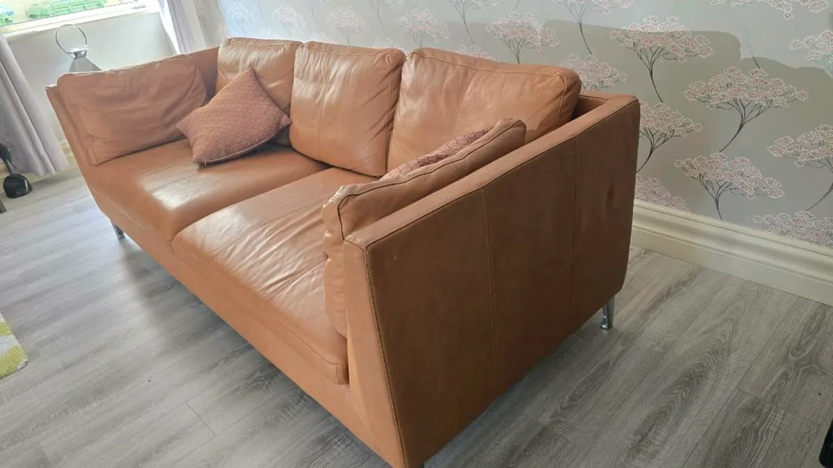 Three Seat Leather Sofa - Image 3