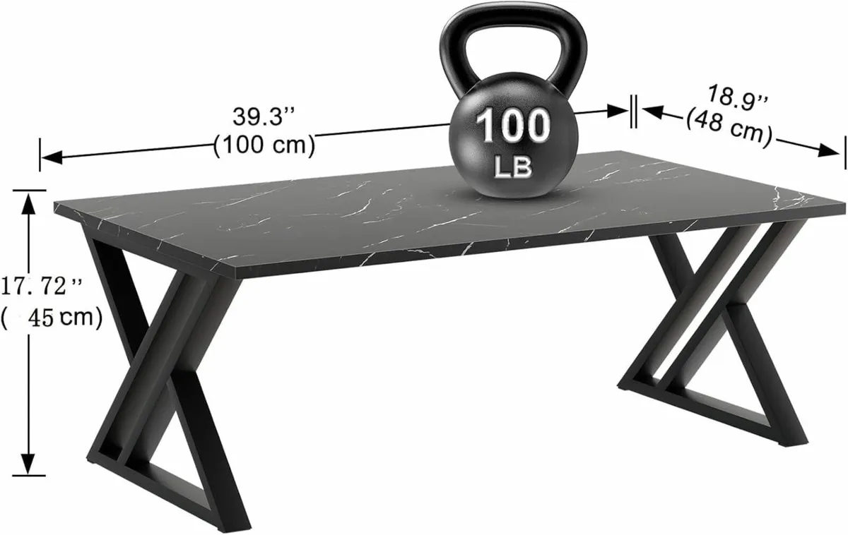 Coffee Table, Living Room Tea Table Black 100cm - Image 4