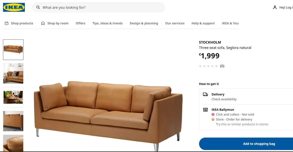 Three Seat Leather Sofa - Image 2