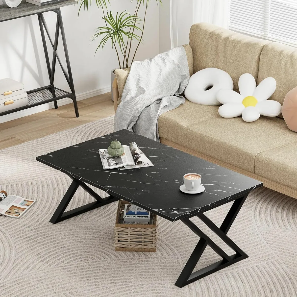 Coffee Table, Living Room Tea Table Black 100cm - Image 1