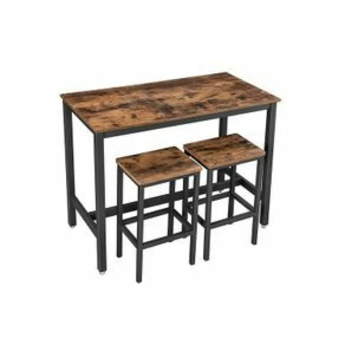 Industrial bar table set, with 2 bar stools - Image 1