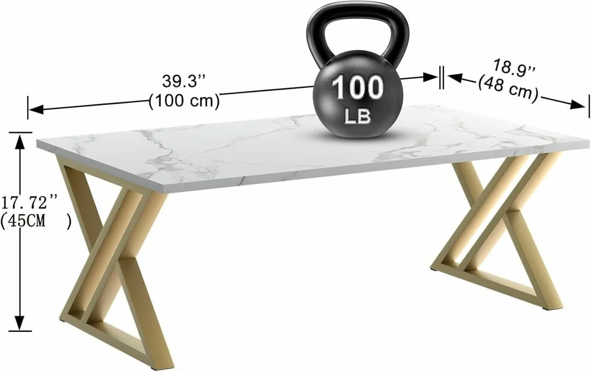 Coffee Table, Living Room Table Offcie Gold 100cm - Image 2