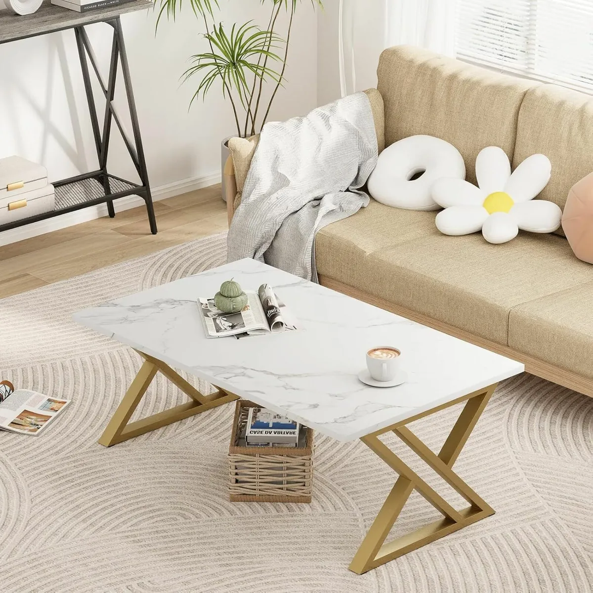 Coffee Table, Living Room Table Offcie Gold 100cm - Image 4