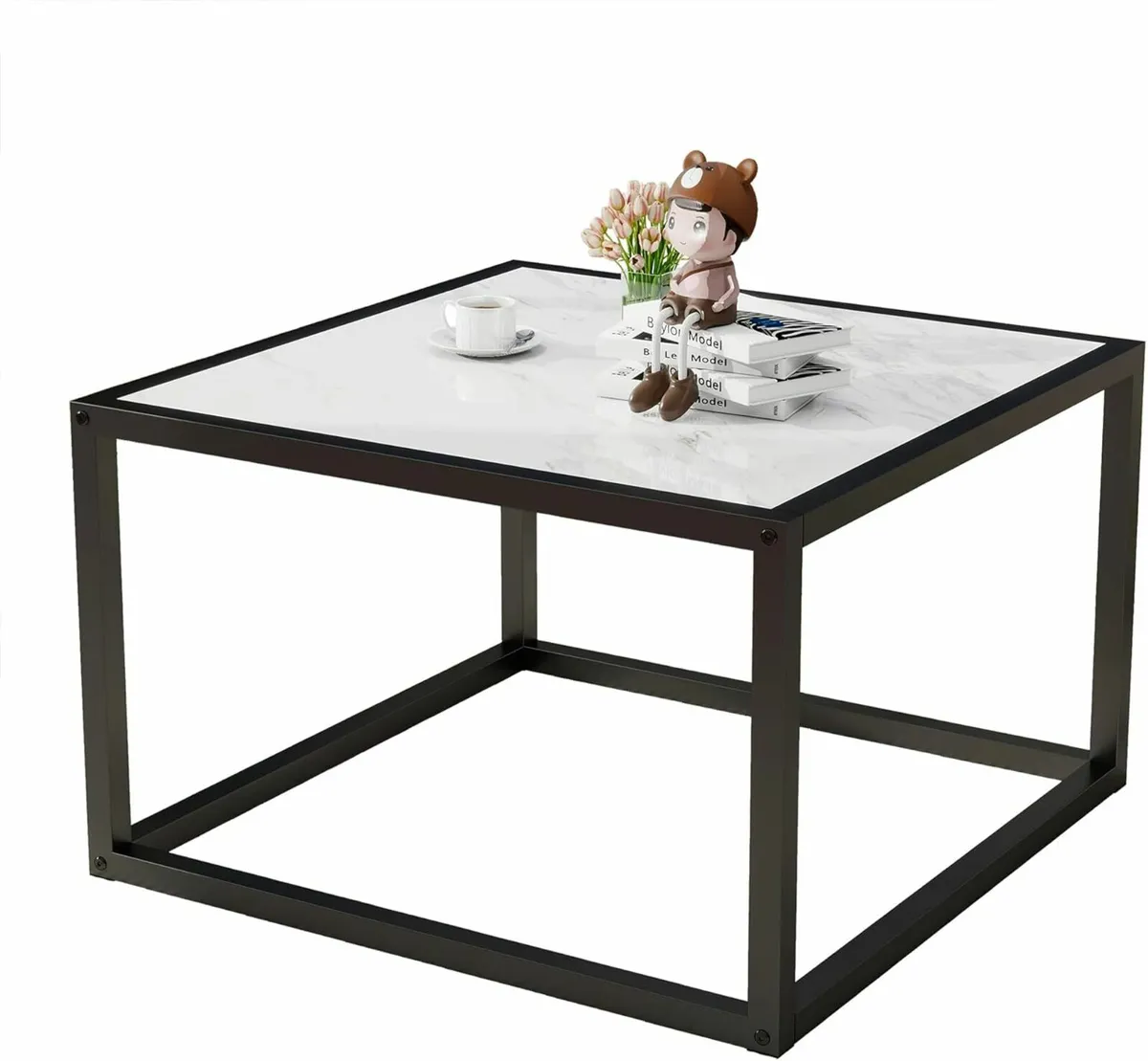 Square Coffee Table Office Living Room White 60cm - Image 4