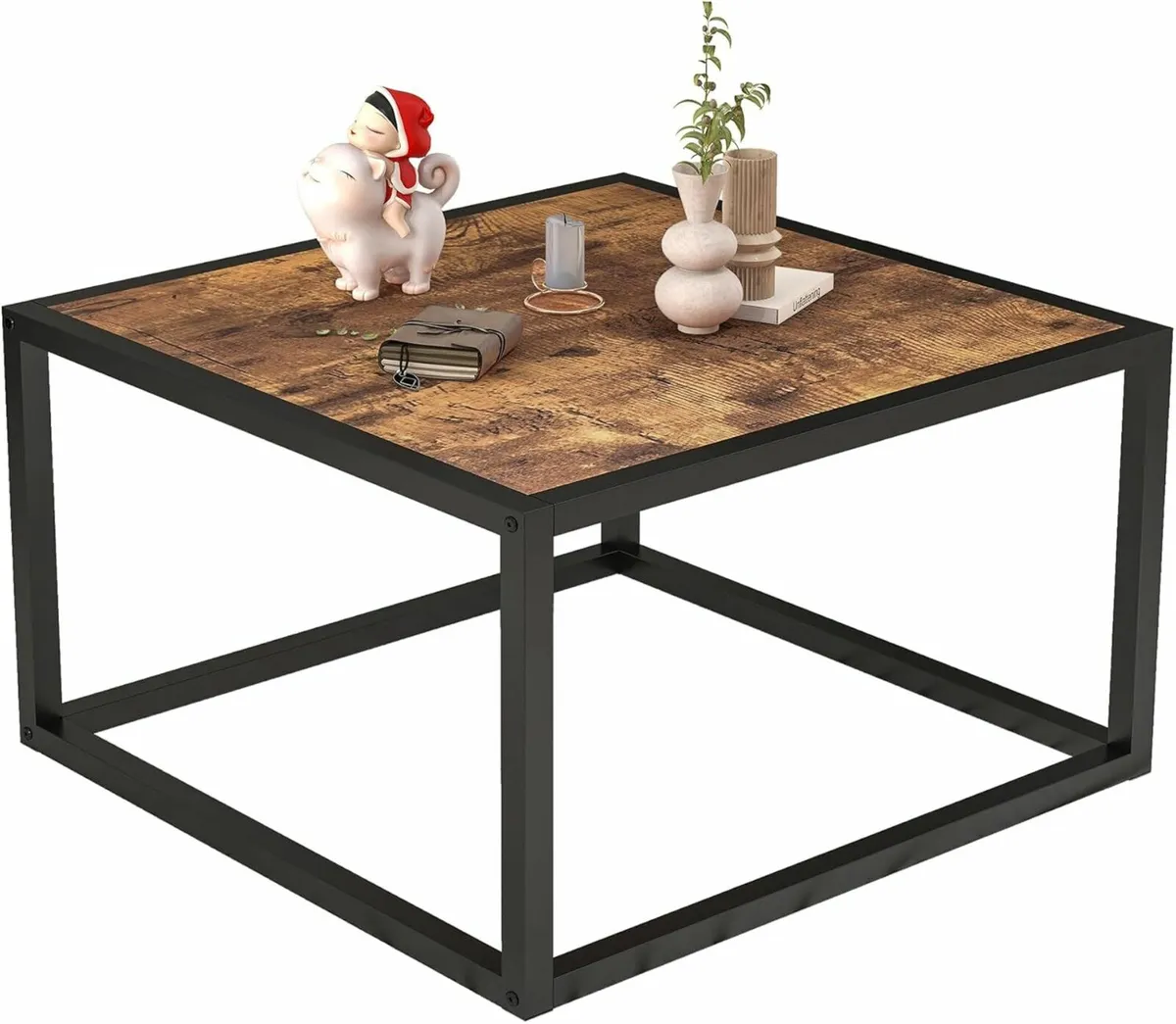 Square Coffee Table Living Room Office Brown 60cm - Image 3