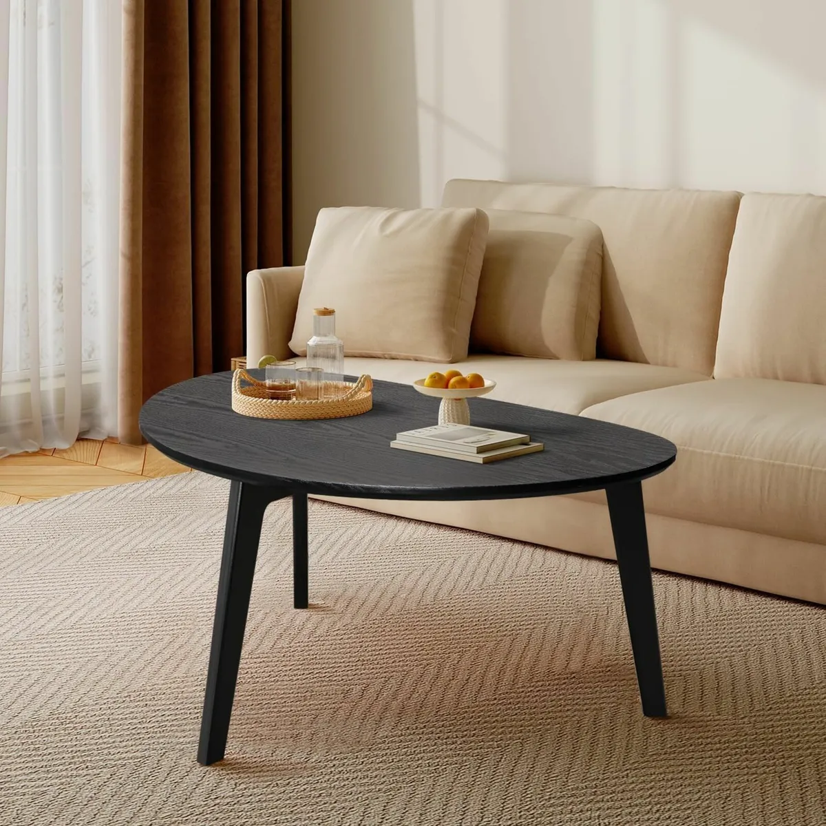 Natural Wooden Coffee Tables  Living Room black - Image 4