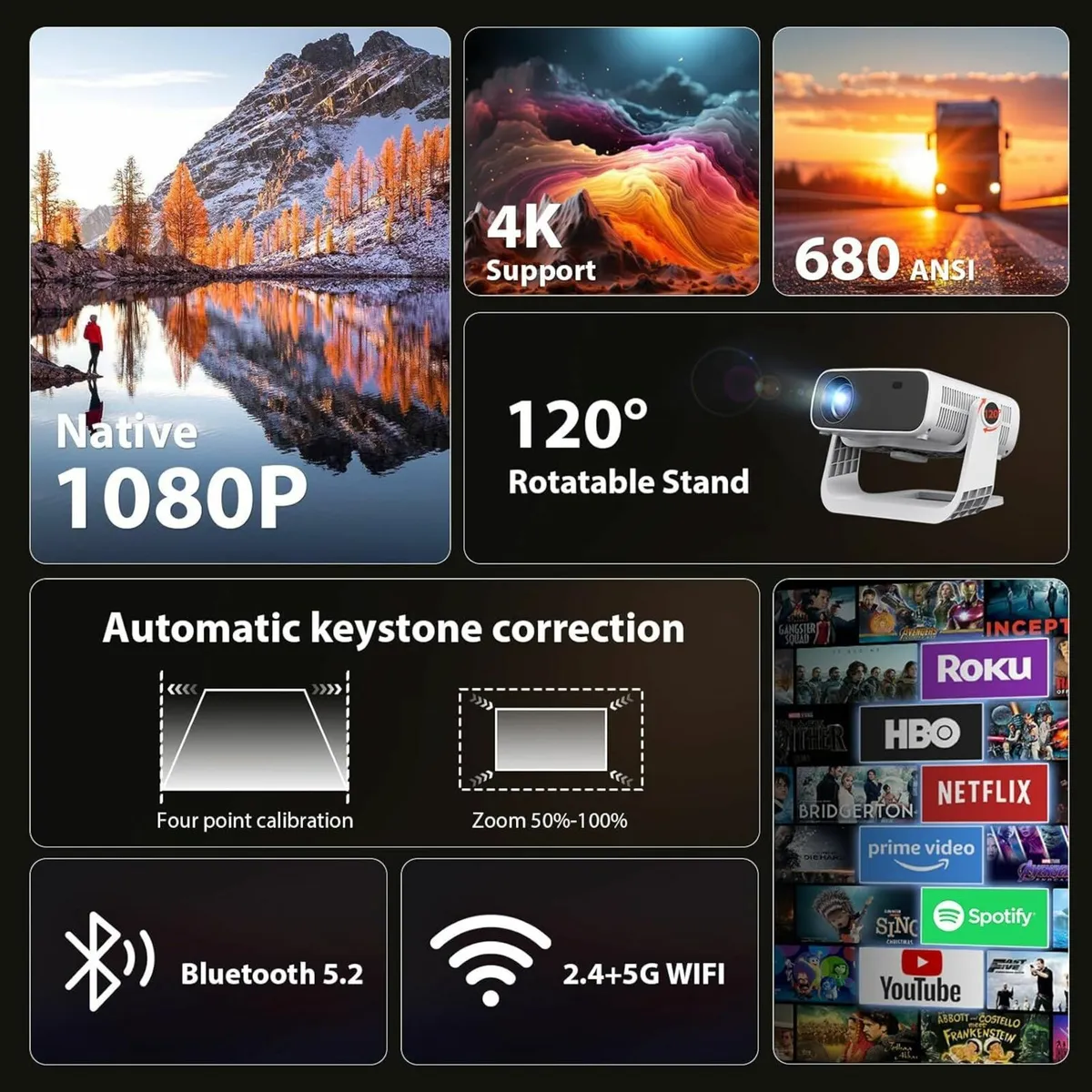 Smart Projector Built-in Apps, Native 1080P 4K - Image 3